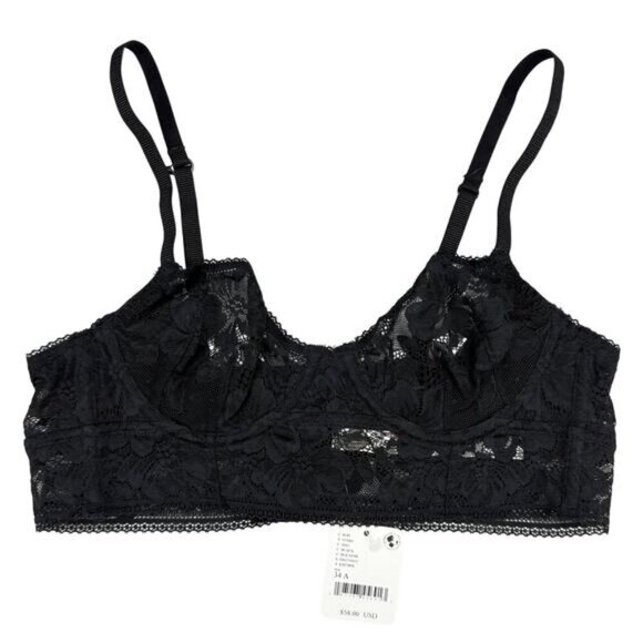 NWT FREE PEOPLE x Intimately FP Sorento Demi Longline Sz 34A Black - Picture 2 of 5